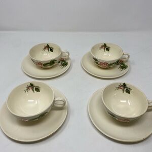 Set of 4 Vintage Ballerina Floral Tea Cups & Saucers